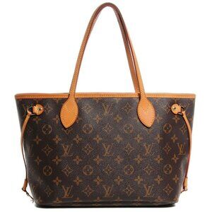Authentic Louis Vuitton Neverfull PM Monogram Tote Shoulder Bag Brown Tan LV